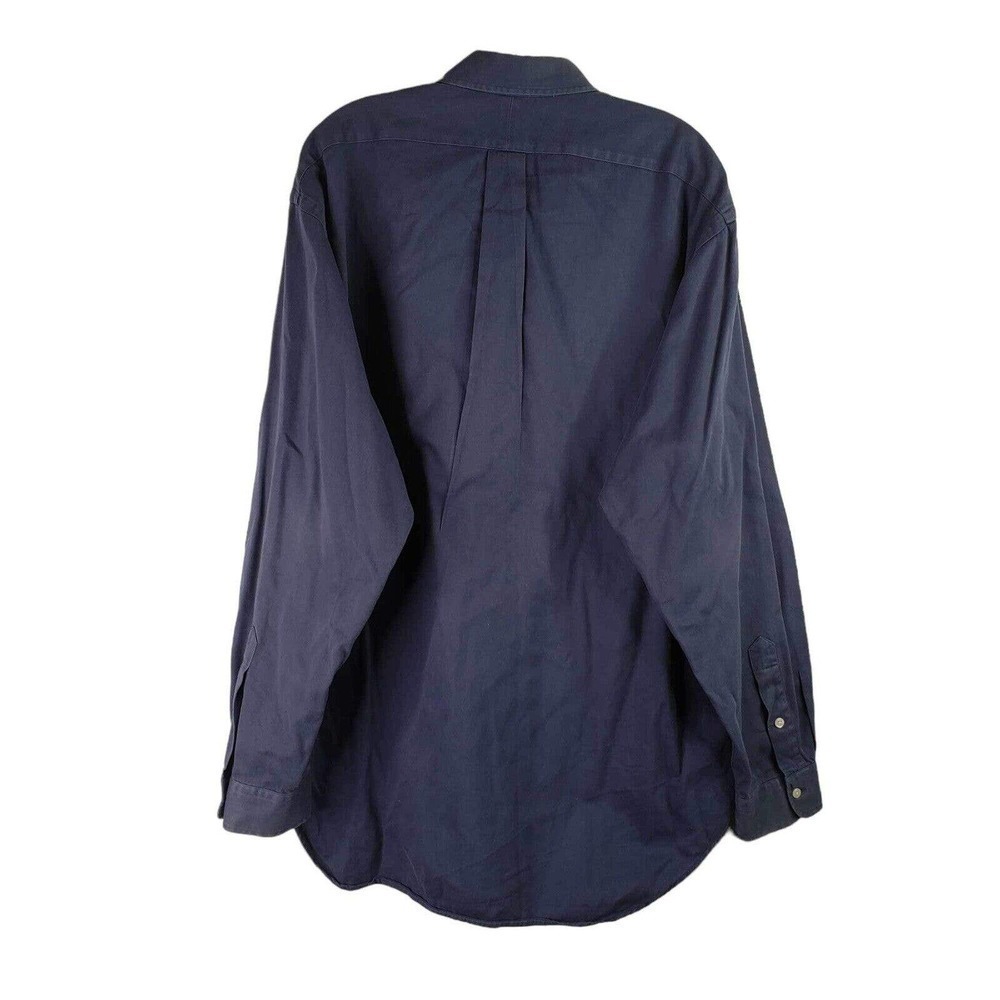 Polo Ralph Lauren Oxford Button Down Shirt Mens Large Solid Blue LS Cotton - Picture 3 of 9